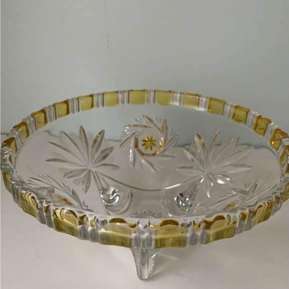Vintage 1970s glass punch bowl with amber accents - Picture 6 of 9